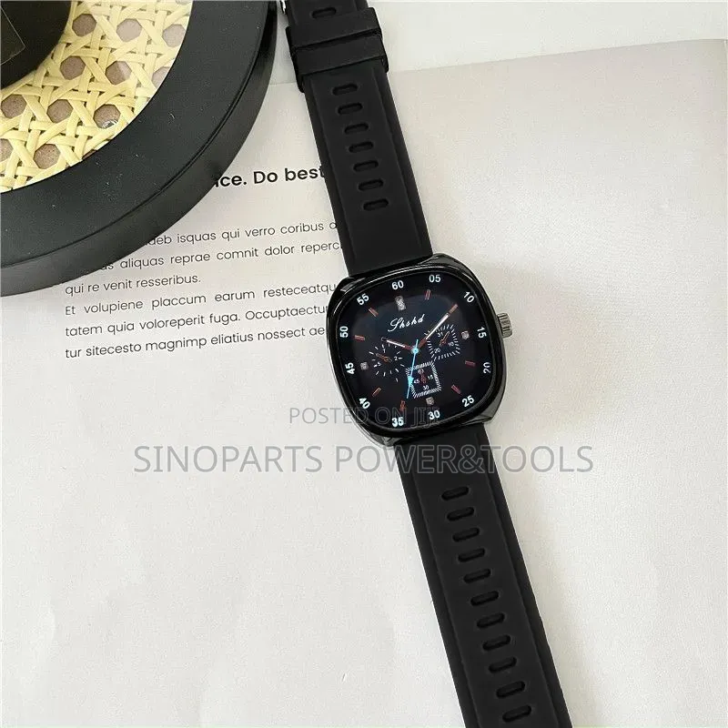 Unisex Black Analog Watch With Rubber Strap