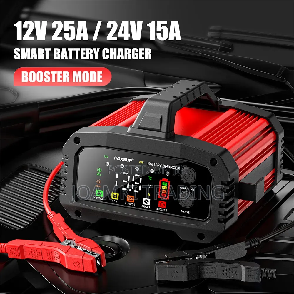 12v25a-24v15a Car Battery Charger, Smart Charger With Booster Mode