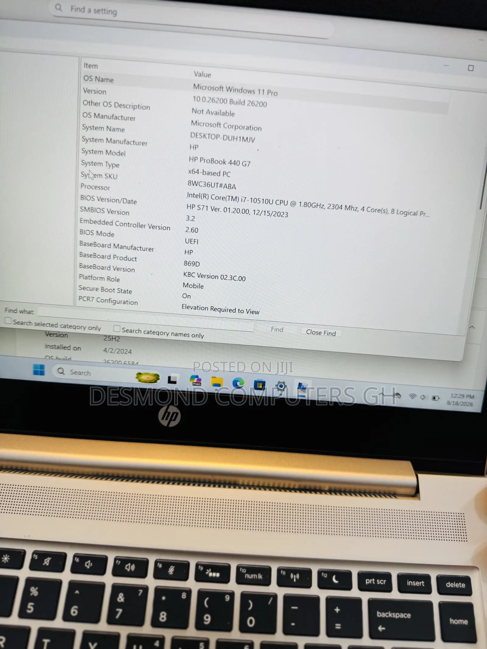 Laptop HP ProBook 440 G7 8GB Intel Core i7 SSD 256GB