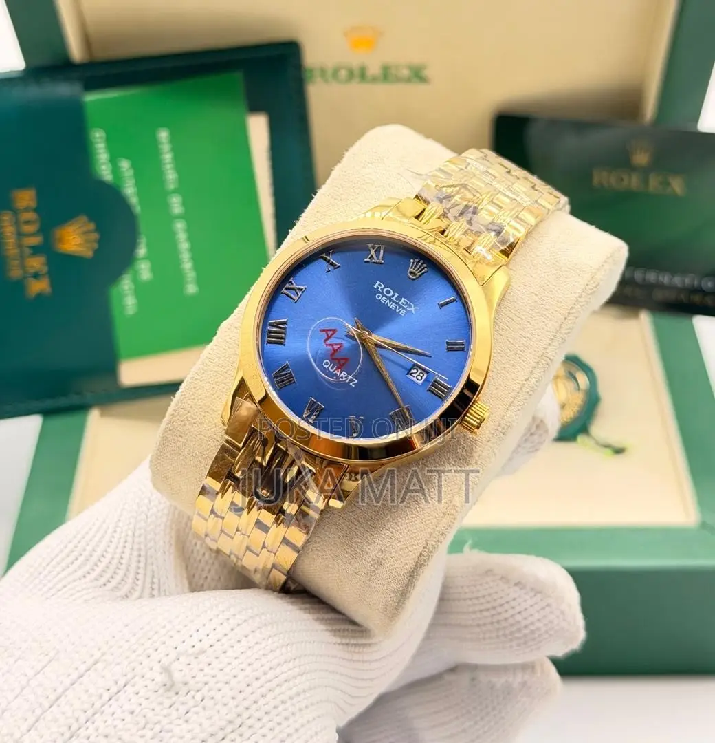 Blue Face and Gold Plated Rolex Watch