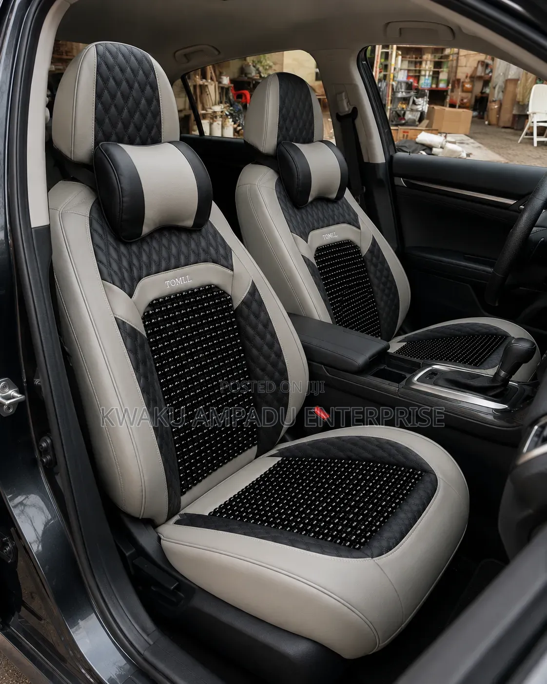 BEADS and LEATHER Tomll Seat Cover