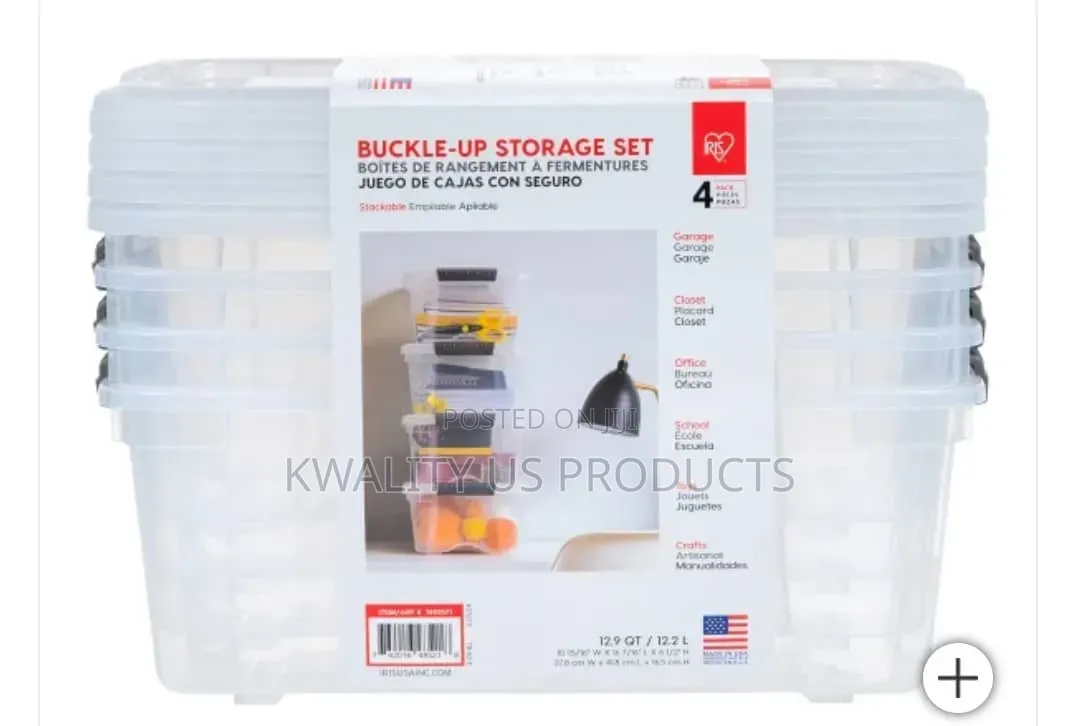 Buckle-Up Plastic Storage Containers - 4 Set