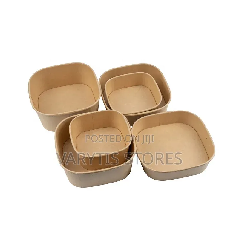 Square Paper Bowls With Covers(300pcs/Carton) - 500ml