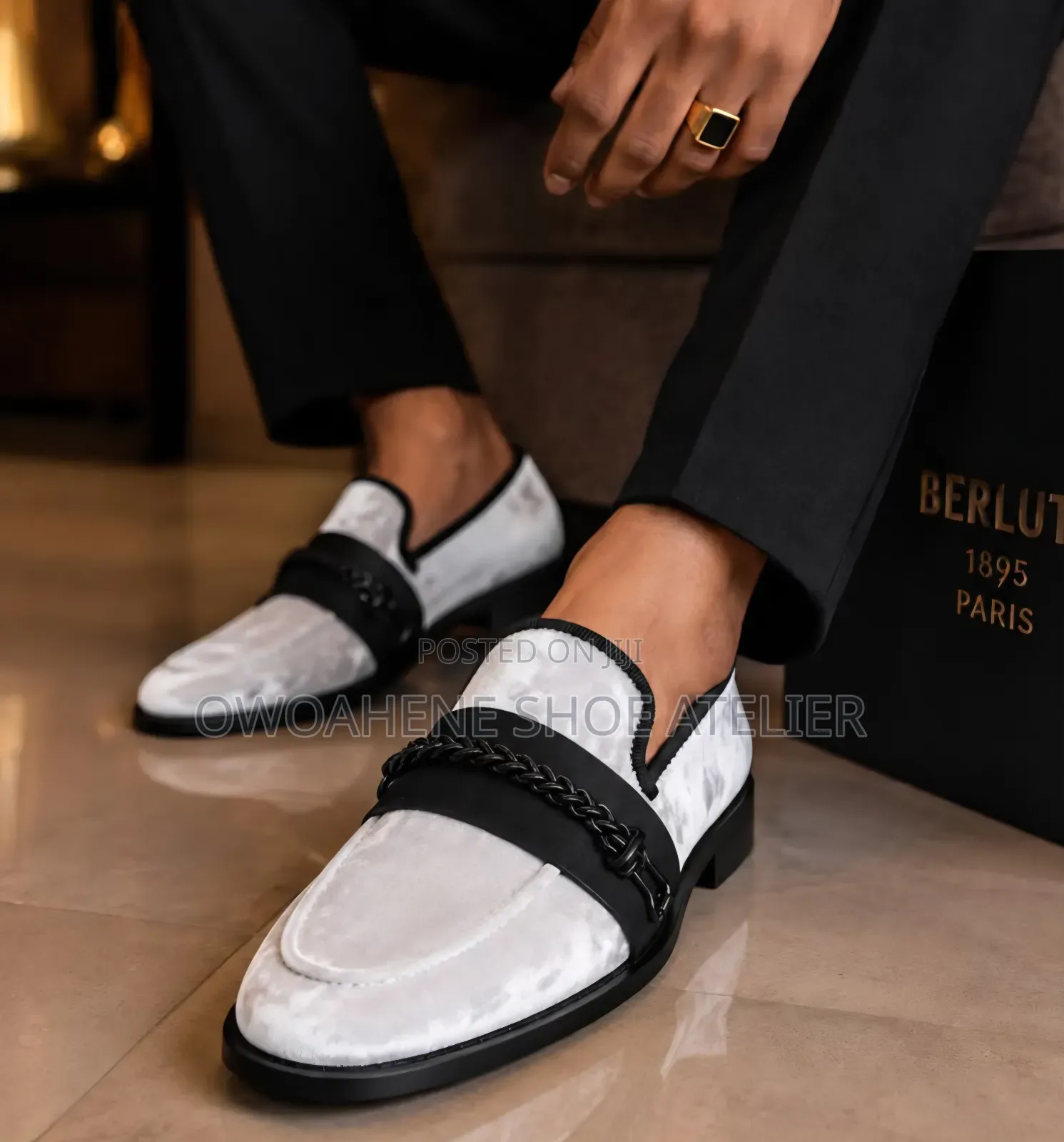Berluti-Branded Crinkled Velvet Loafers