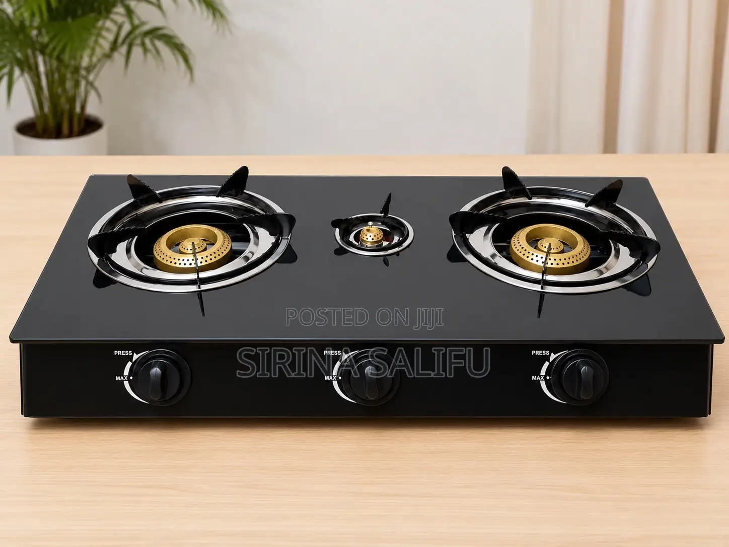 3-Burner Gas Cooker – Automatic Ignition | Glass Top