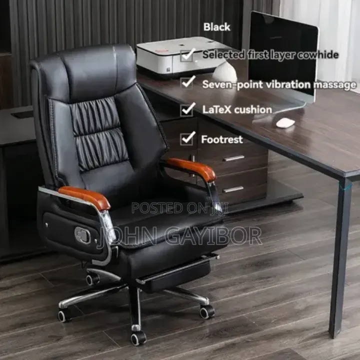 Ergonomic Swivel Chair With 7-Point Massage Function and Lumbar Pillow