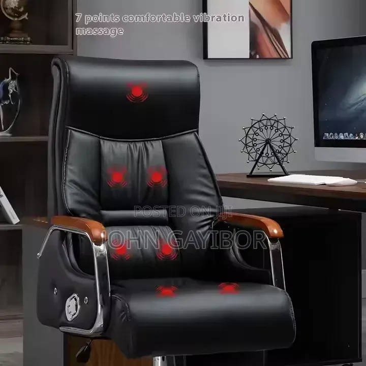Ergonomic Swivel Chair With 7-Point Massage Function and Lumbar Pillow