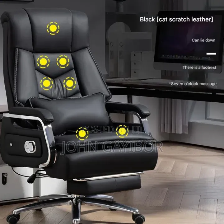 Ergonomic Swivel Chair With 7-Point Massage Function and Lumbar Pillow