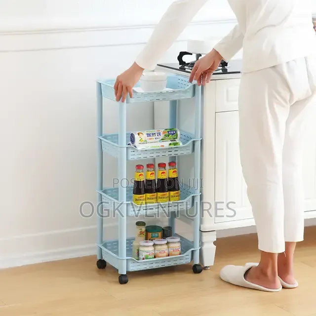 4-Tier Plastic Rolling Cart