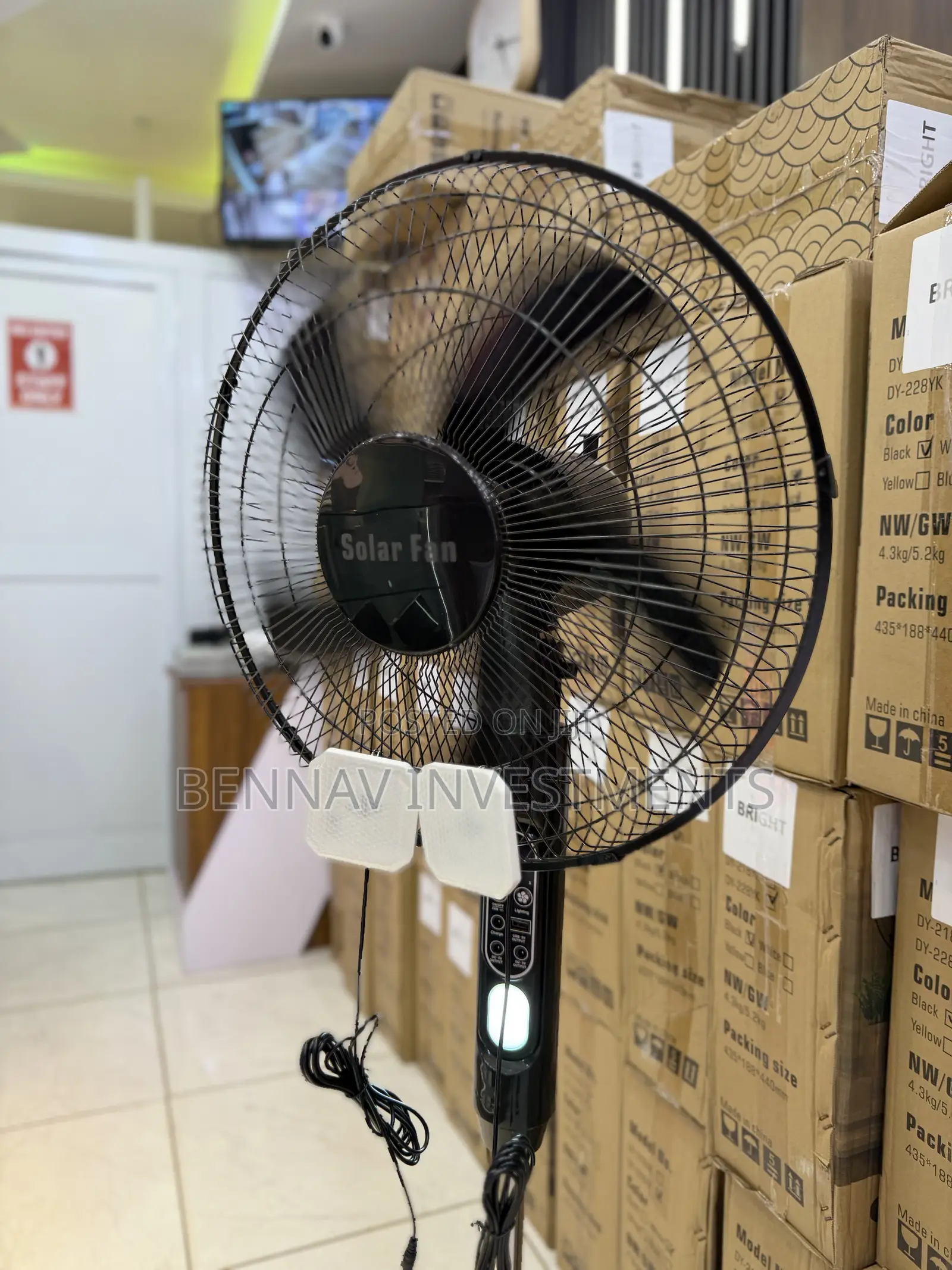 Electric and Solar Rechargeable Standing Fan - 16 Inches