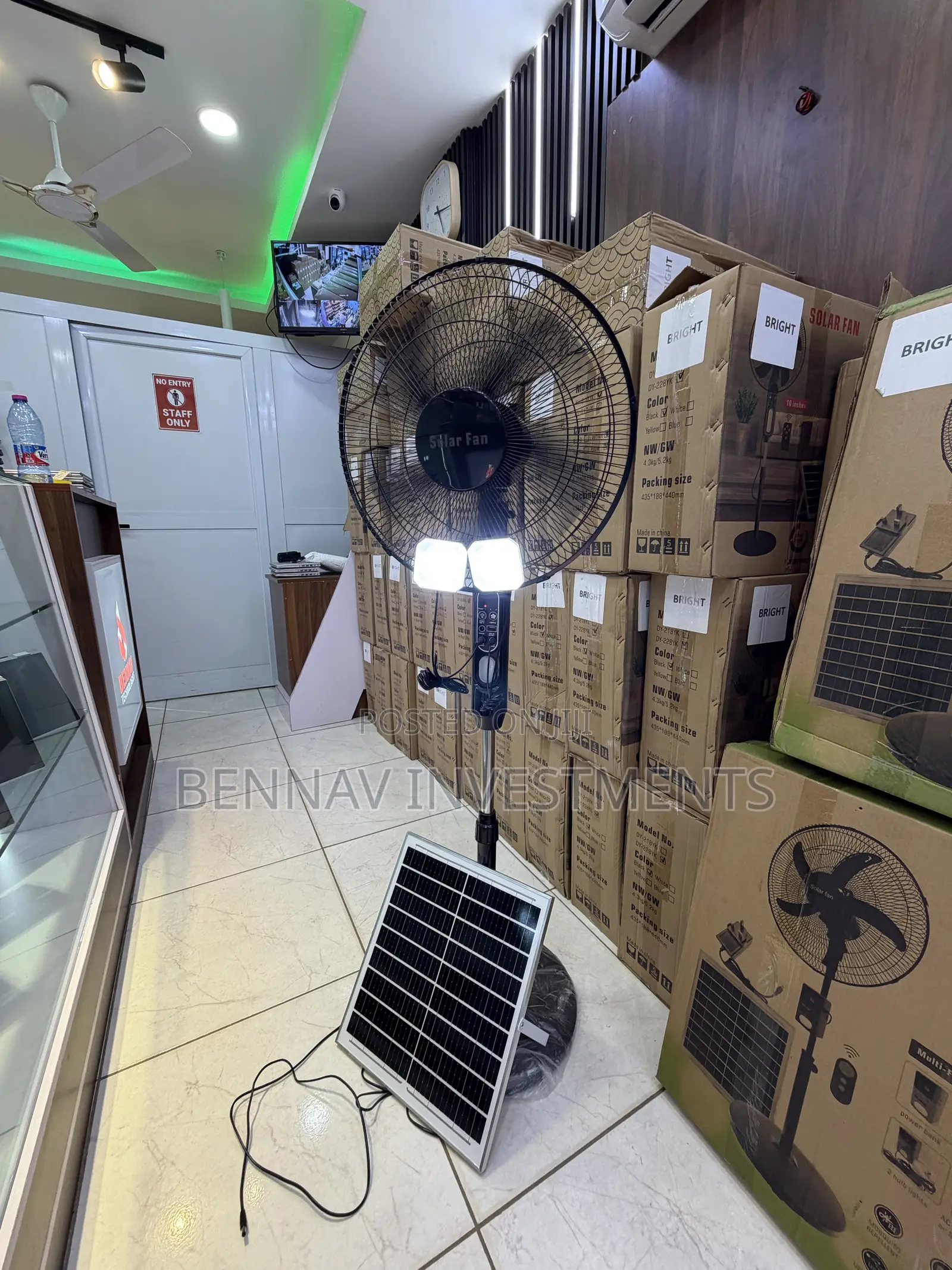 Electric and Solar Rechargeable Standing Fan - 16 Inches