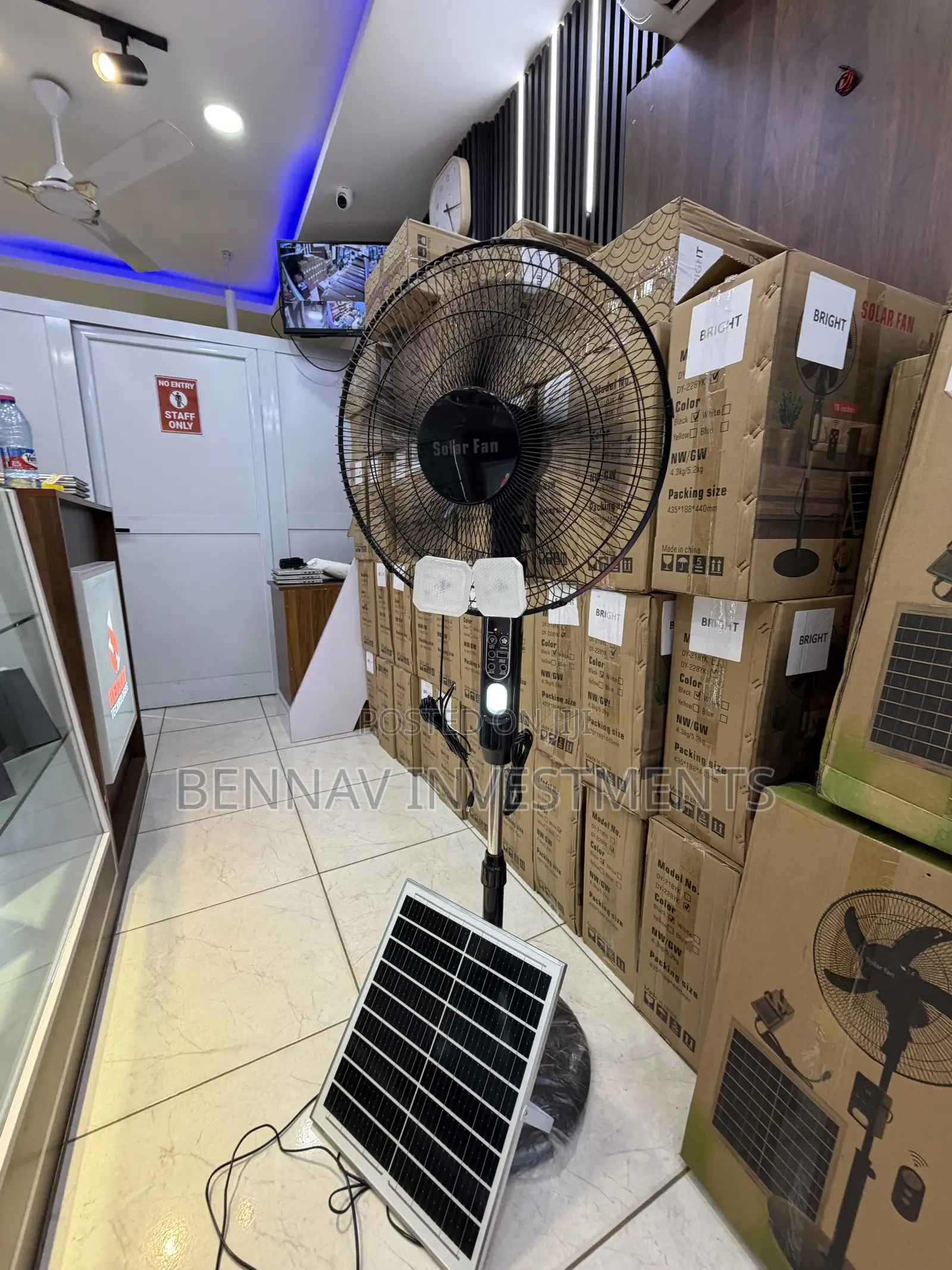 Electric and Solar Rechargeable Standing Fan - 16 Inches
