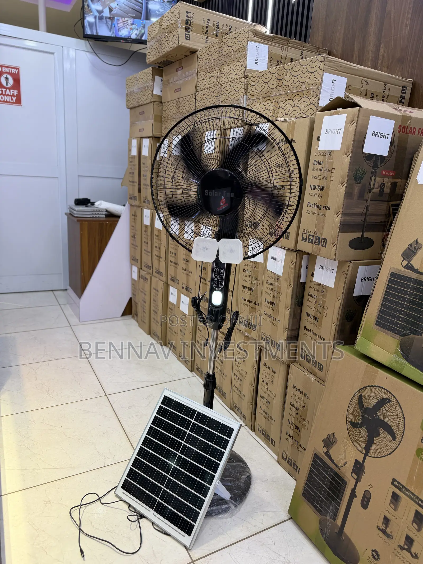 Electric and Solar Rechargeable Standing Fan - 16 Inches