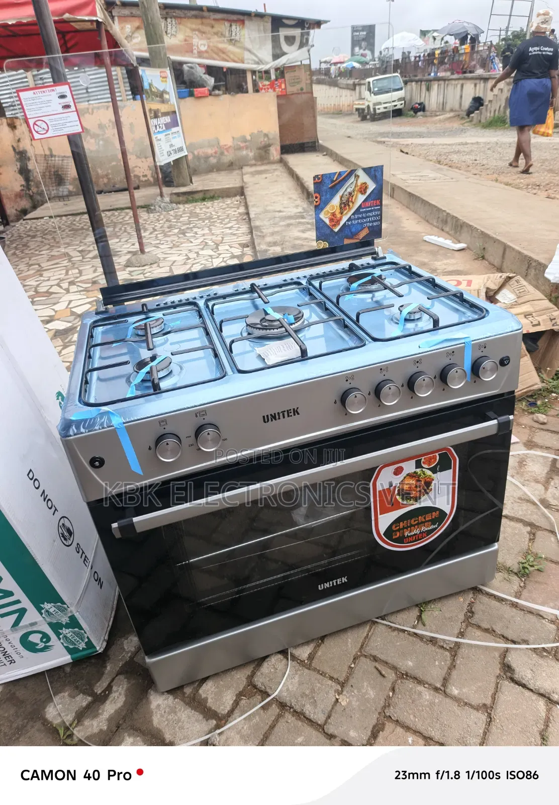 Unitek 90*60 5Burner Gas Cooker Oven + Grill + Auto Ignition