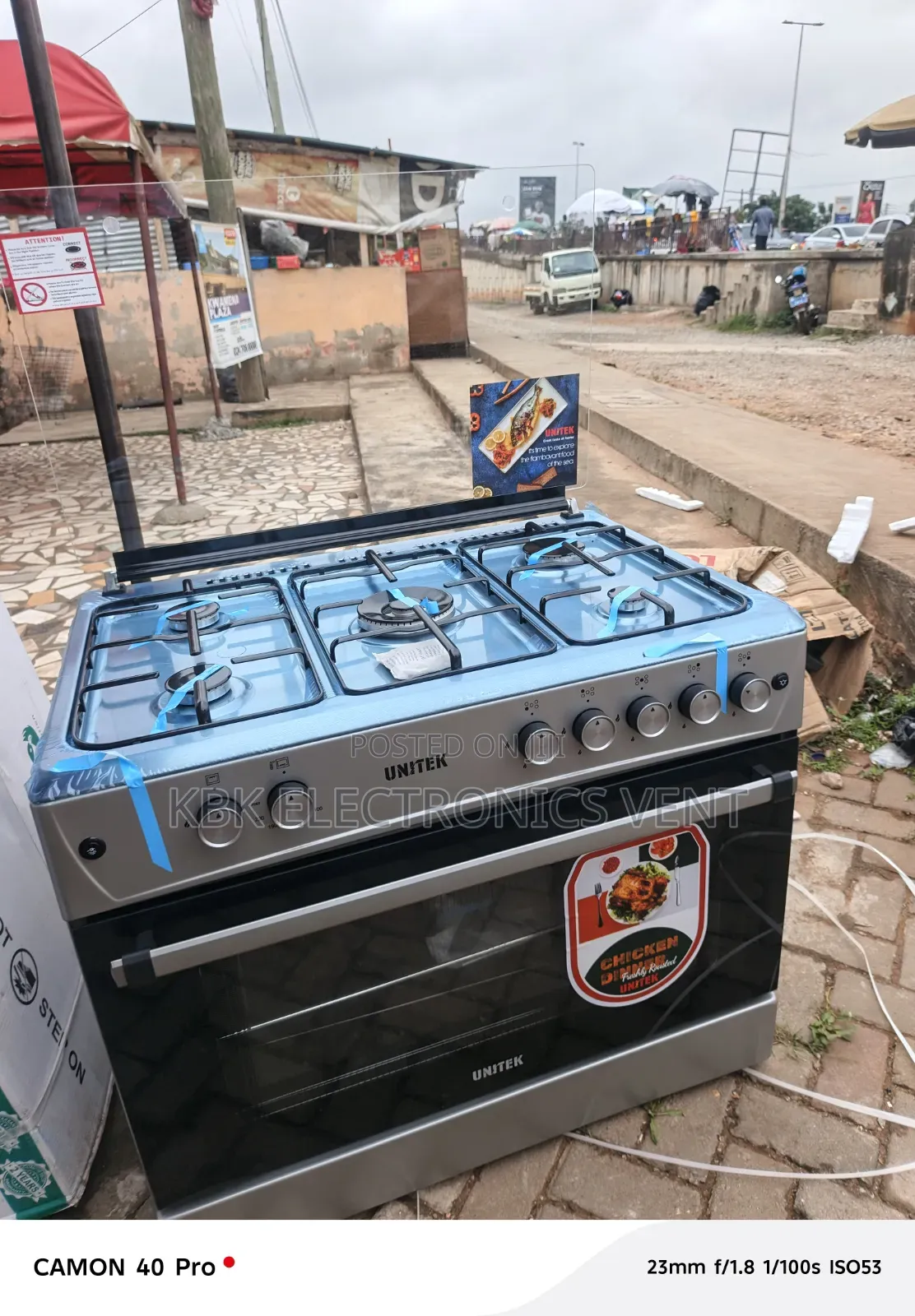 Unitek 90*60 5Burner Gas Cooker Oven + Grill + Auto Ignition