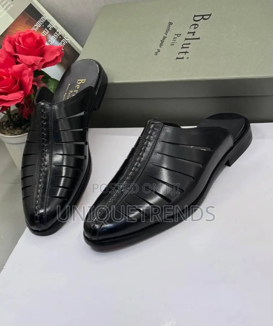 Executive BERLUTI Leather Half Shoe (Black)