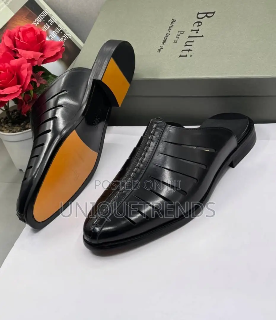 Executive BERLUTI Leather Half Shoe (Black)
