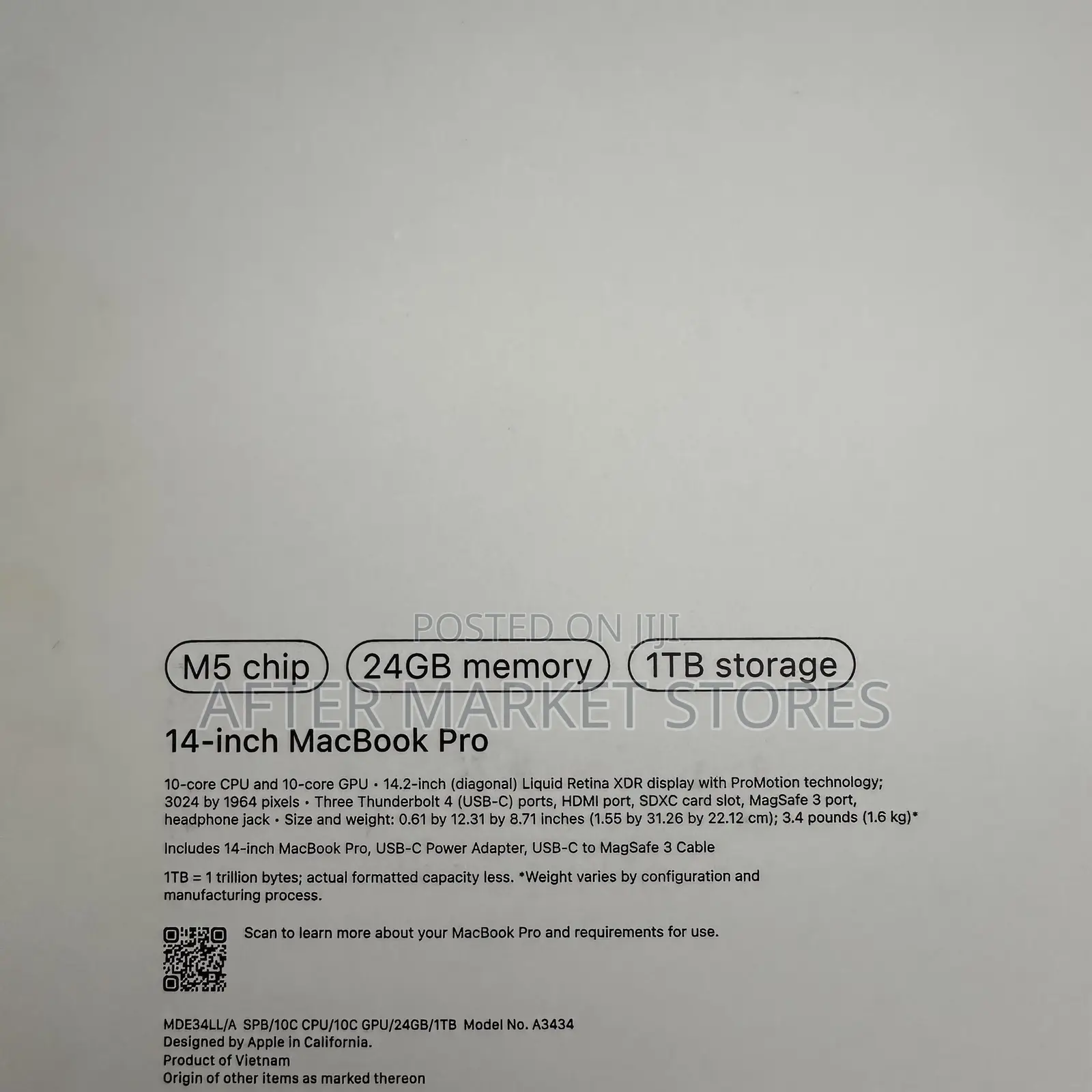 New Laptop Apple MacBook Pro 2025 M5 24GB Apple M5 SSD 1T