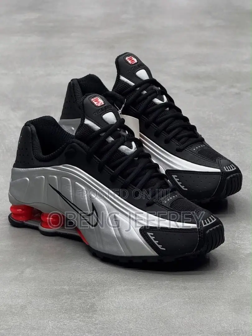 Original Nike Shox R4 Metallic Sliver, Max Red- Orange