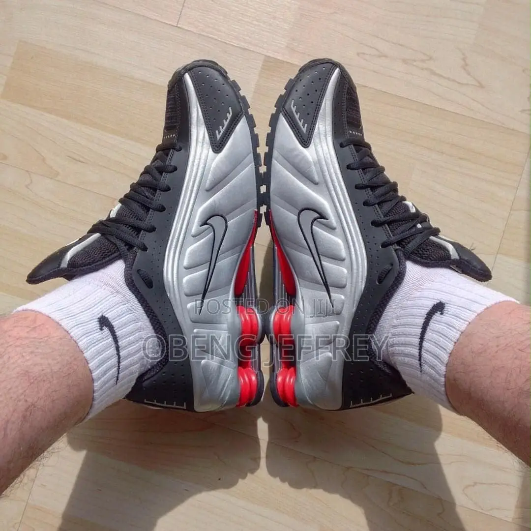 Original Nike Shox R4 Metallic Sliver, Max Red- Orange