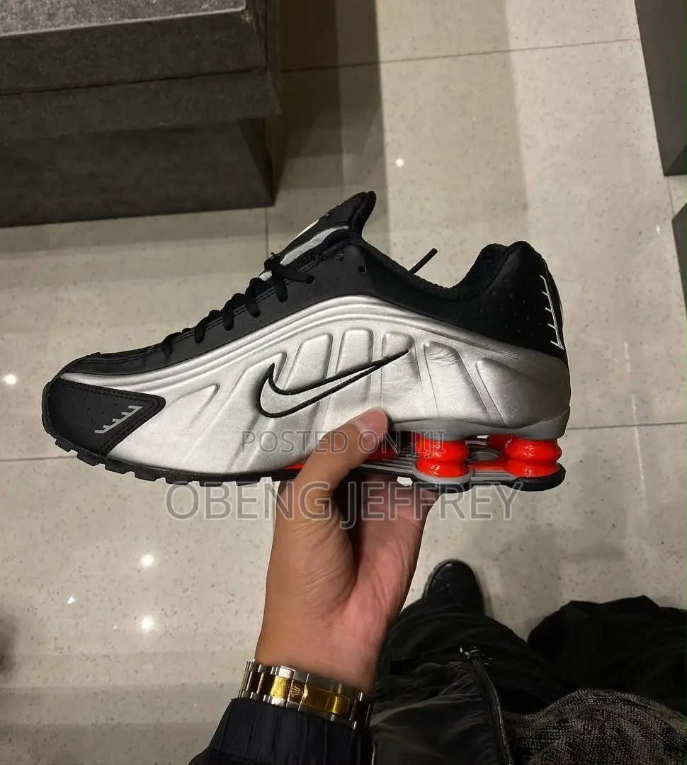 Original Nike Shox R4 Metallic Sliver, Max Red- Orange