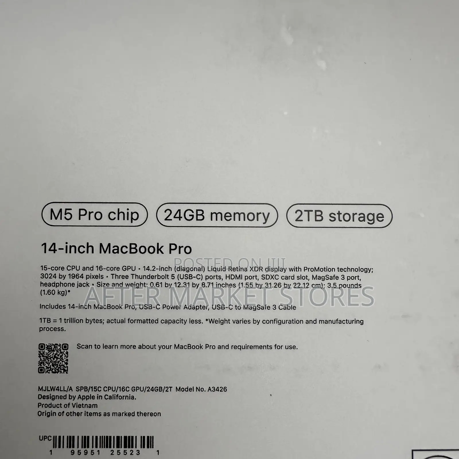 New Laptop Apple MacBook Pro 2026 M5 Pro 24GB Apple M5 Pro SSD 2T