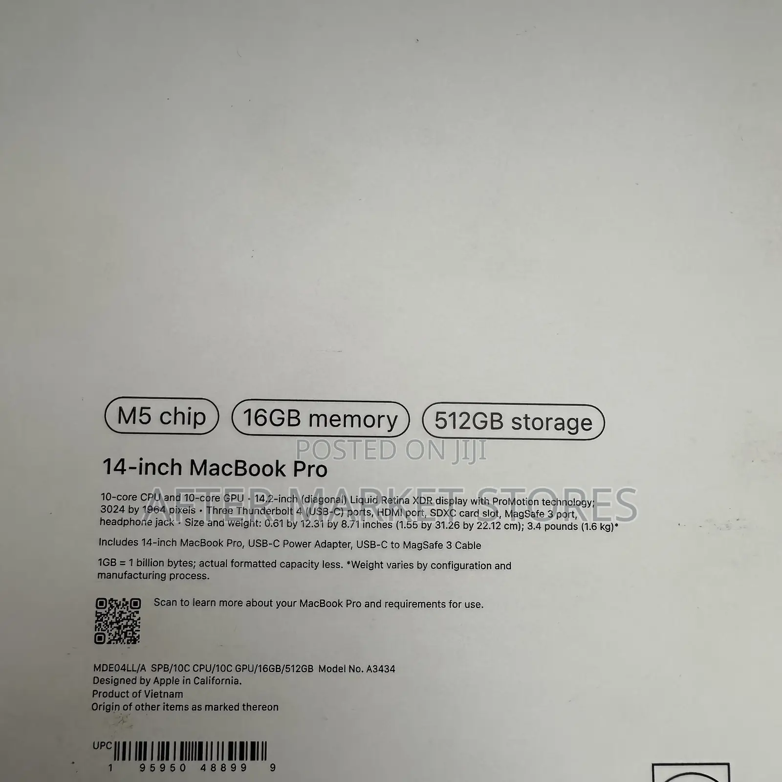 New Laptop Apple MacBook Pro 2025 M5 16GB Apple M5 SSD 512GB