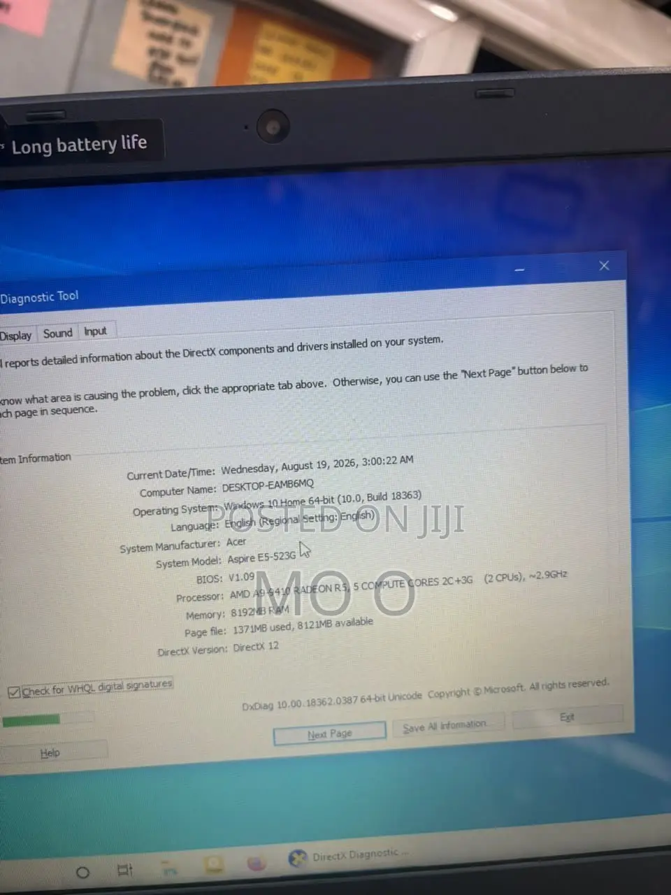 Laptop Acer Aspire E15 8GB AMD HDD 500GB