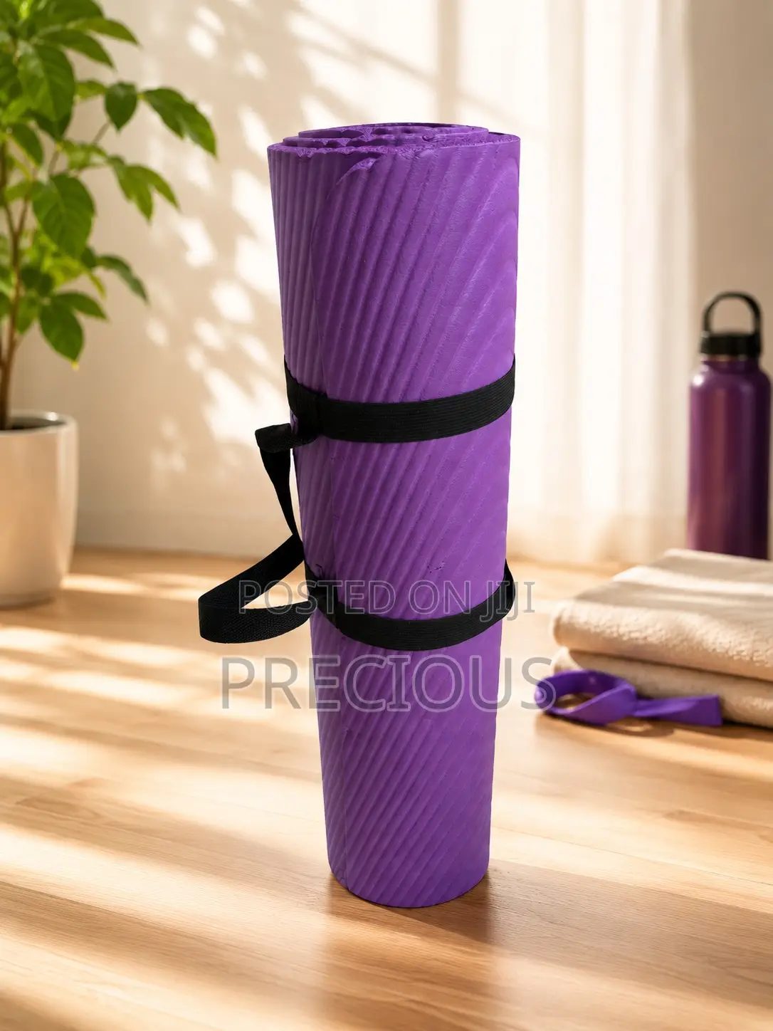 Exercise / Yoga Mat With Carry Strap (Purple)