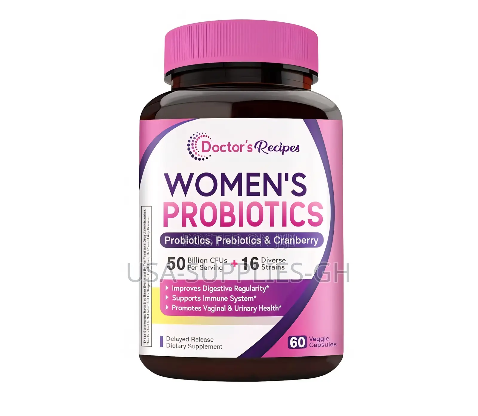 Doctor's Recipes Women's Probiotic, 60 Caps With Organic Cranberry Usa