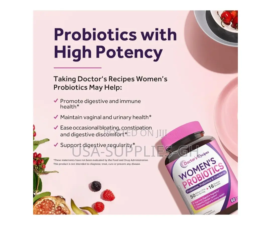 Doctor's Recipes Women's Probiotic, 60 Caps With Organic Cranberry Usa