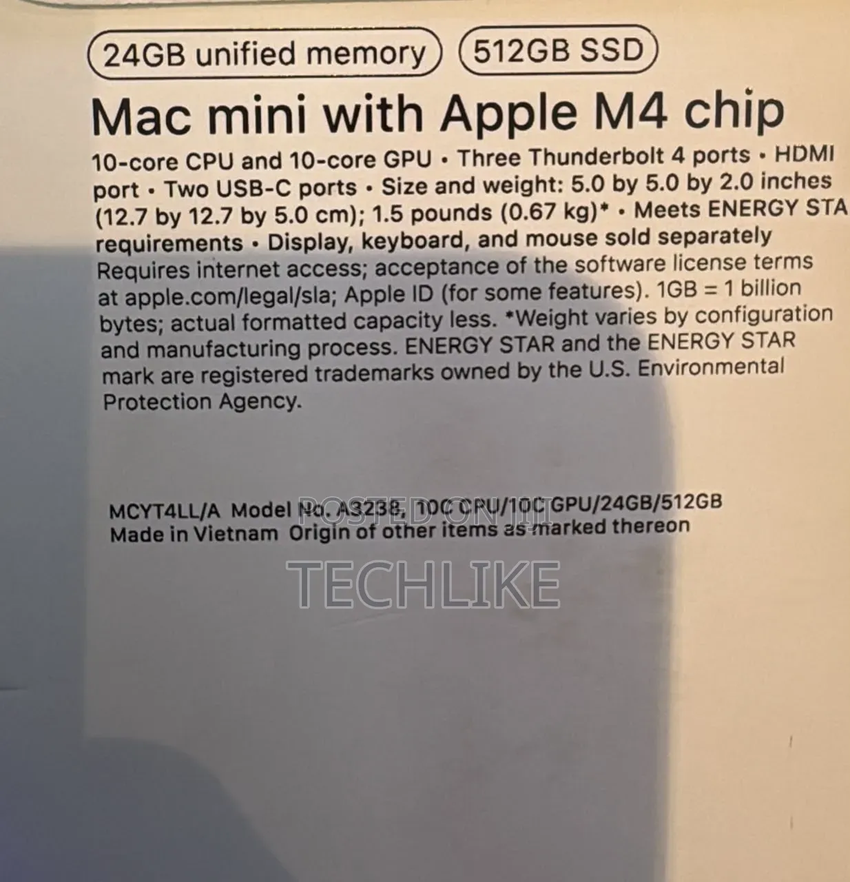New Desktop Computer Apple Mac Mini M4 24GB Apple M4 SSD 512GB