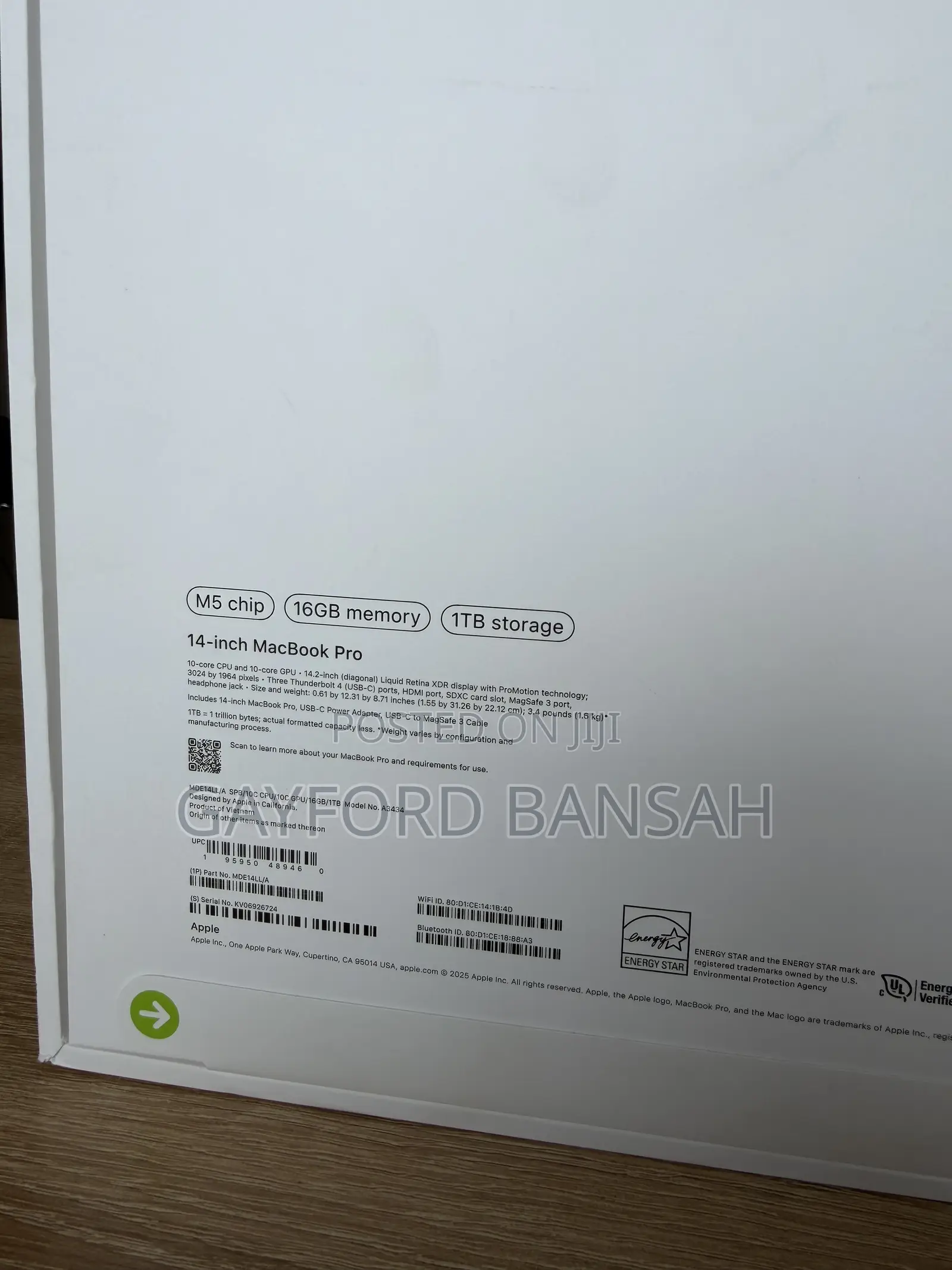 New Laptop Apple MacBook Pro 2025 M5 16GB Apple M5 HDD+SSD 1T