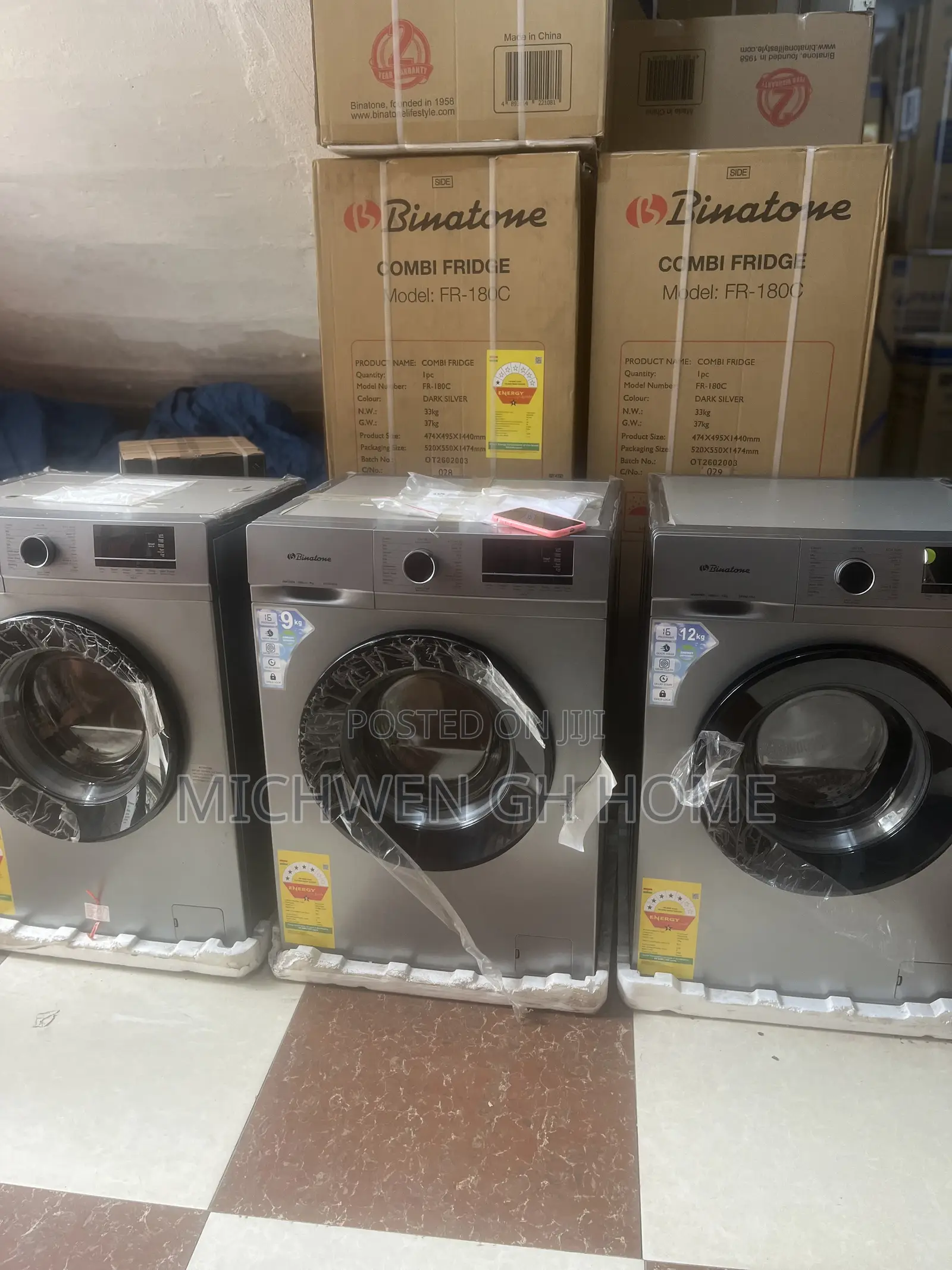 Binatone Front Load Washing Machine Fully Automatic 12Kg