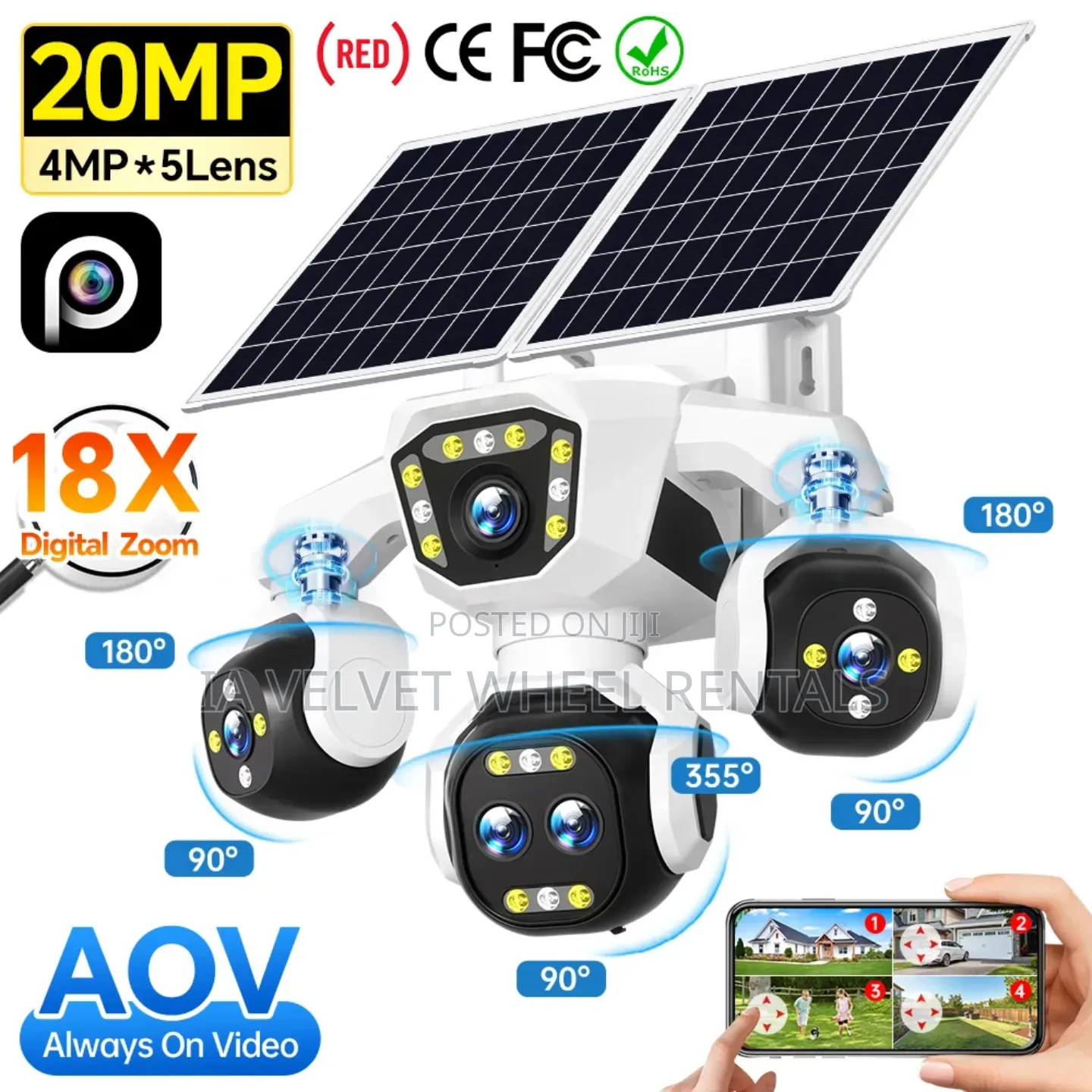 20MP 5lens 4-Screen Solar Camera