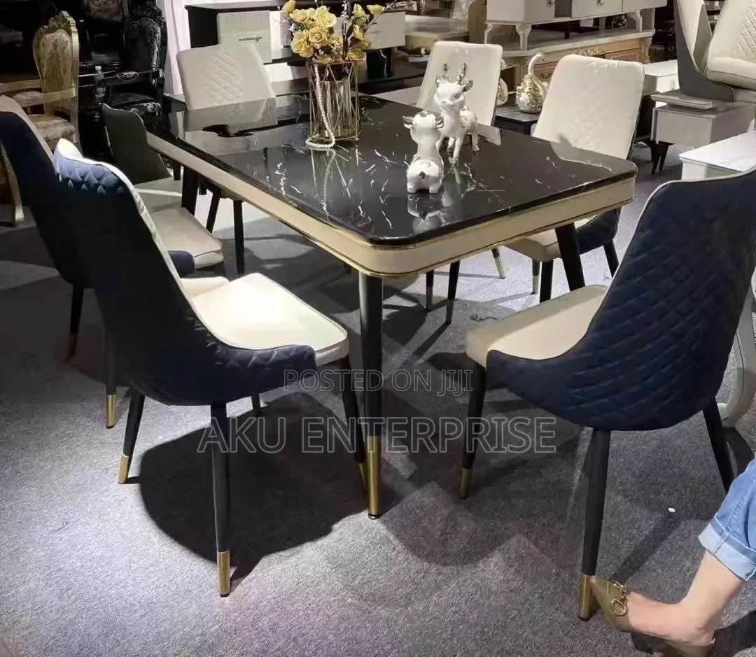 Italian-Style Marble Dining Table Chair Set