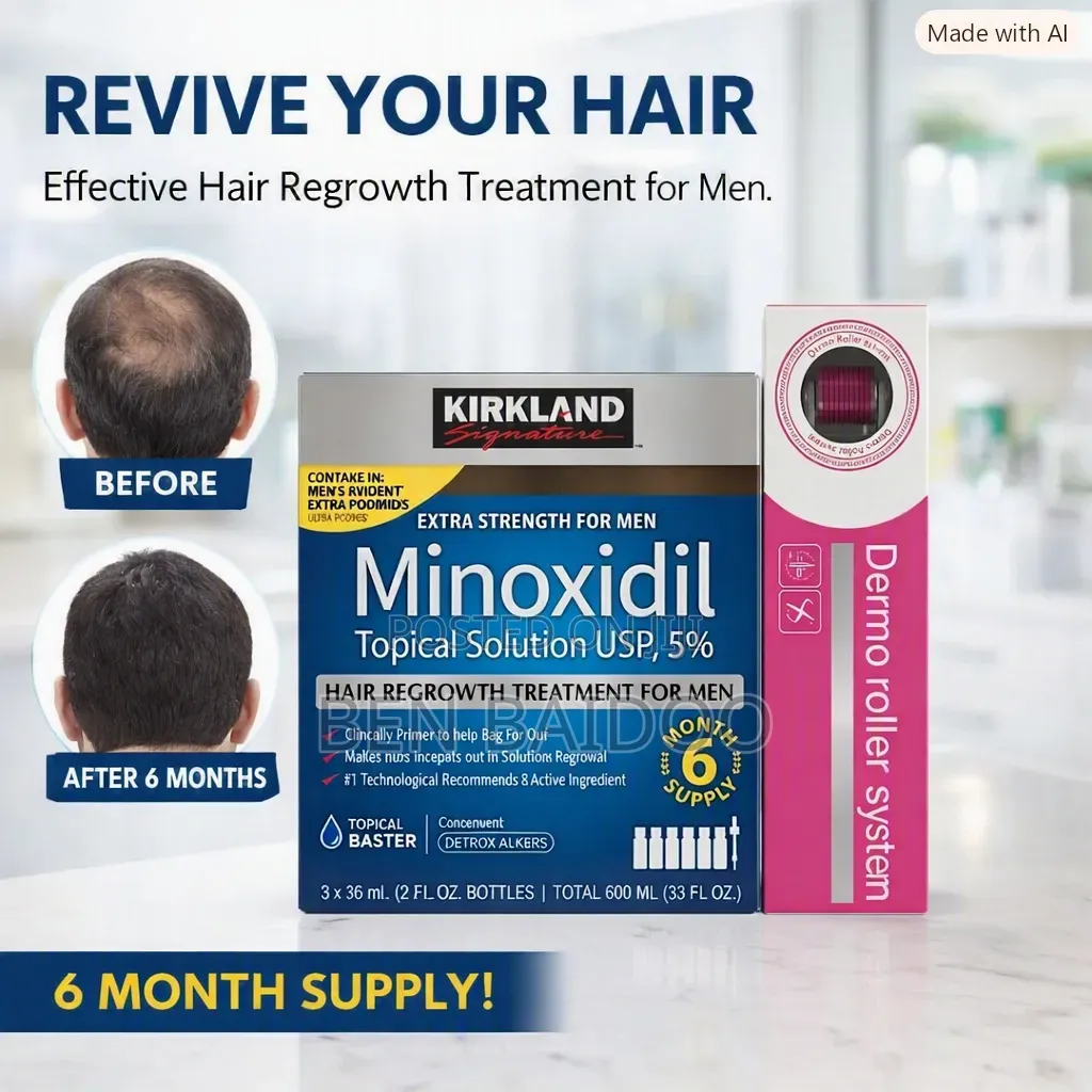 Kirkland Minoxidil and Derma Roller (Magical Hair Growth Results)