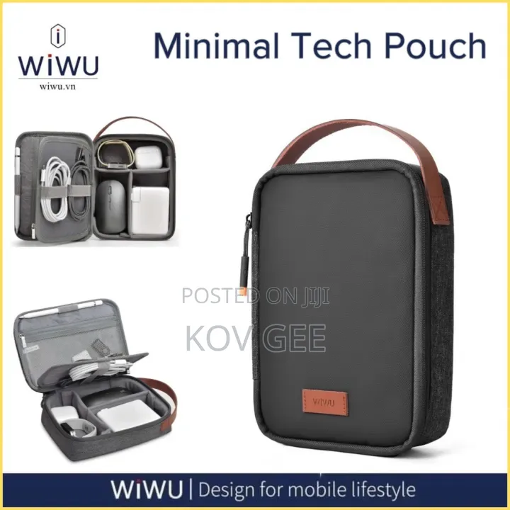 WiWU Travel Electronic Organizer Case Leather Portable Bag