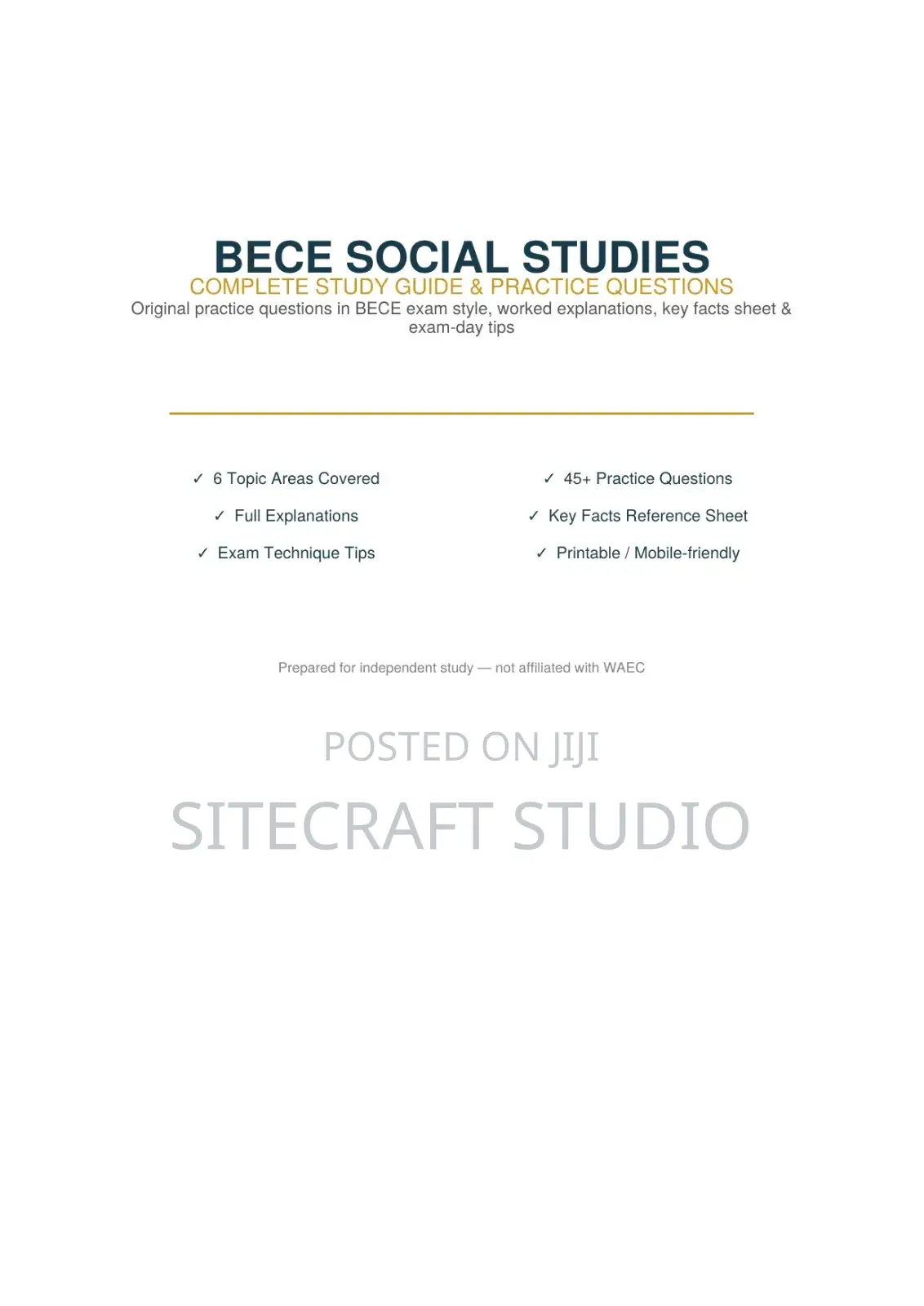 BECE 2026 Study Bundle – 4 Subjects PDF (Instant Delivery)
