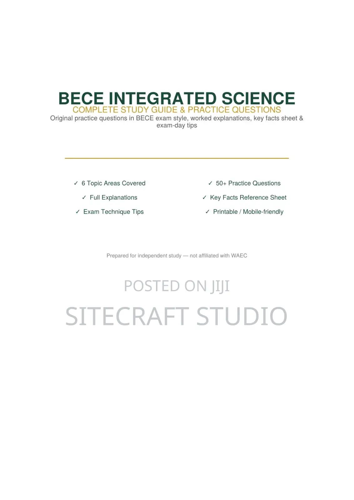 BECE 2026 Study Bundle – 4 Subjects PDF (Instant Delivery)