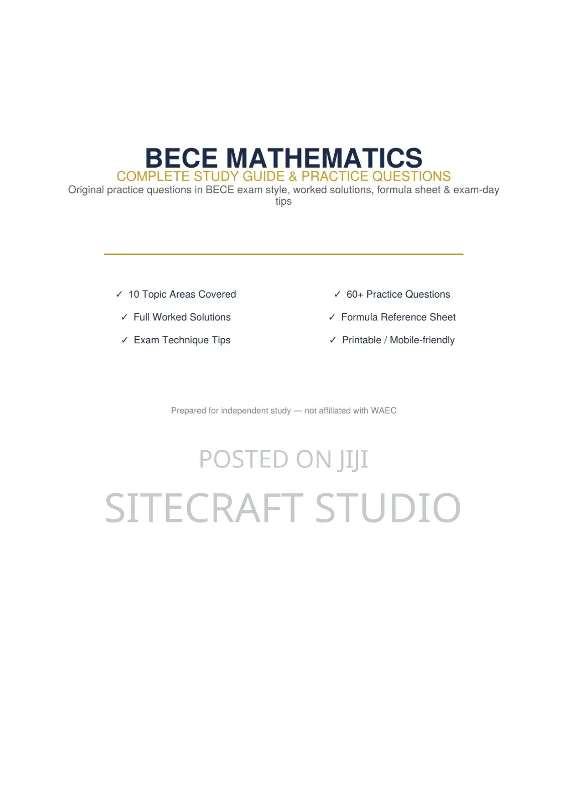 BECE 2026 Study Bundle – 4 Subjects PDF (Instant Delivery)