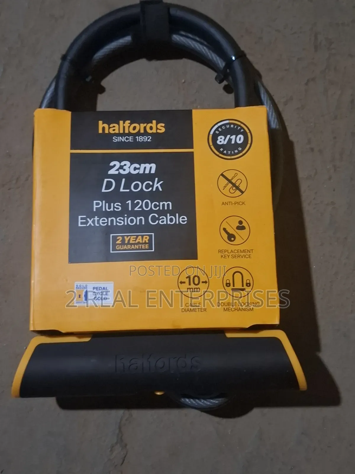 Halfords 23cm D Lock With 120cm Extension Cable