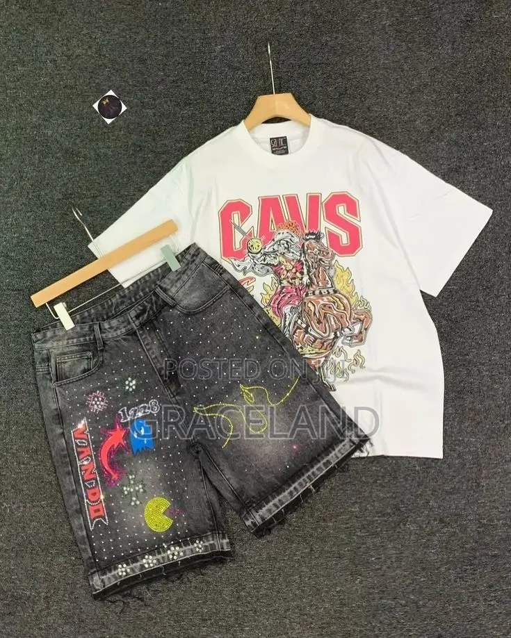 All Selective Designs for Men 2in1 Set Jeans Shorts-Top Available