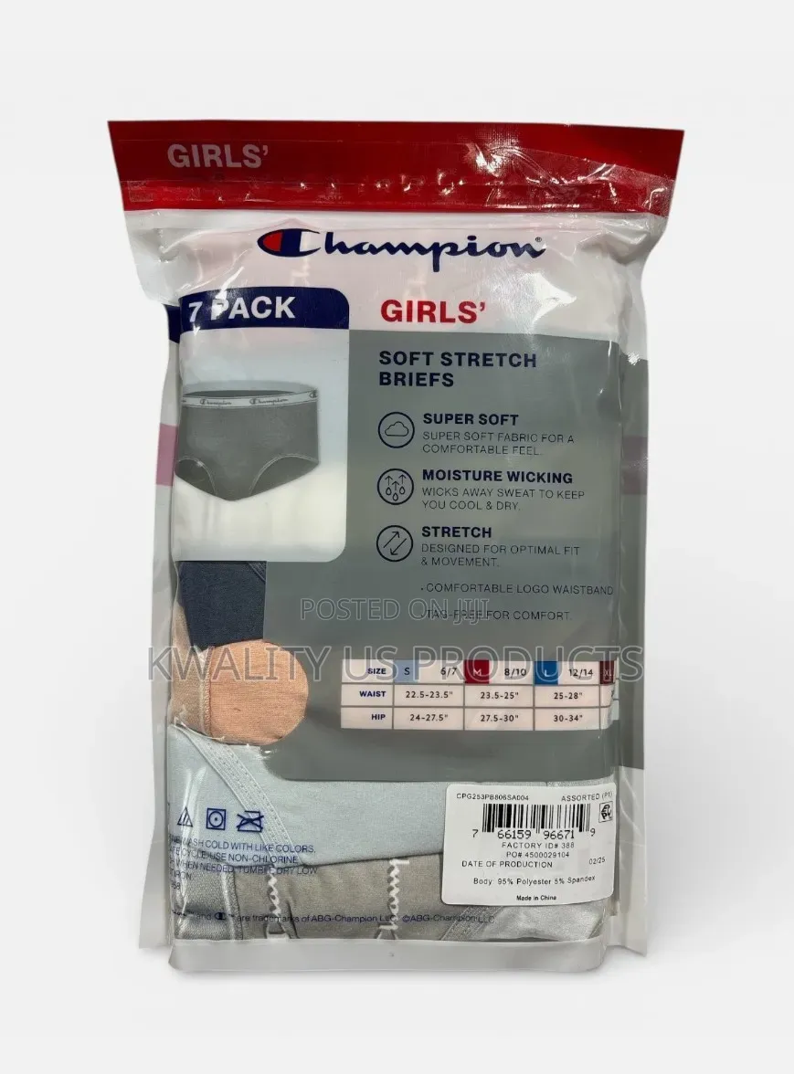 Champion Girls 7-Pack Stretch Briefs - 12-16 Years