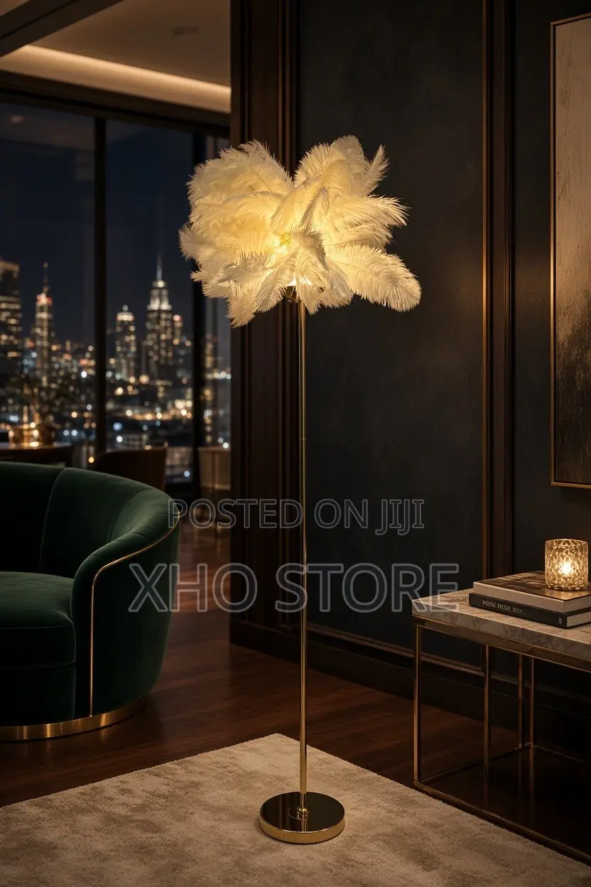Ostrich Feather (Metal) Floor Lamp—Romantic Accent Light Rechargeable