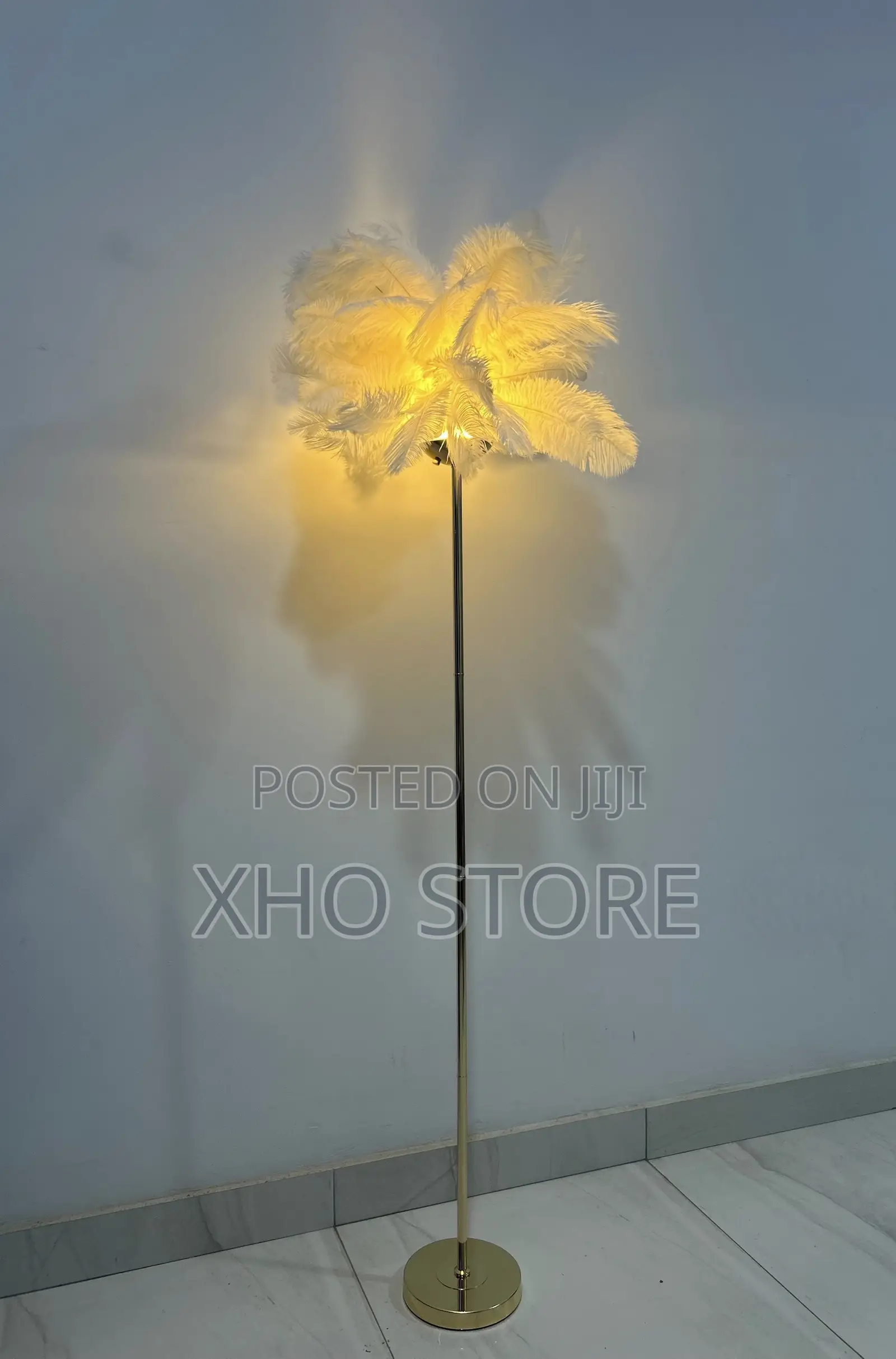 Ostrich Feather (Metal) Floor Lamp—Romantic Accent Light Rechargeable