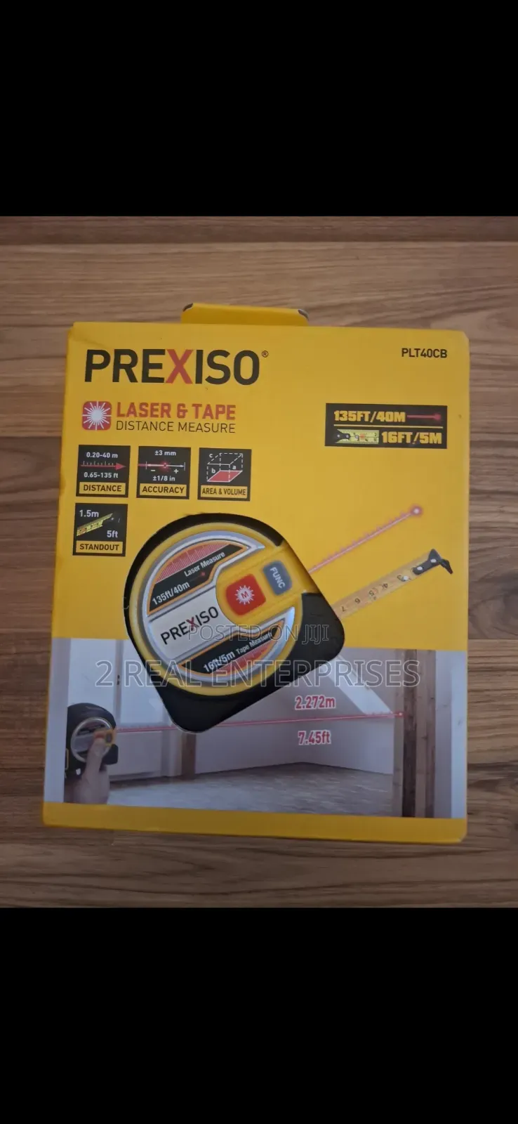 Prexiso 2-in-1 Laser Tape Distance Measure Model: PLT40CB