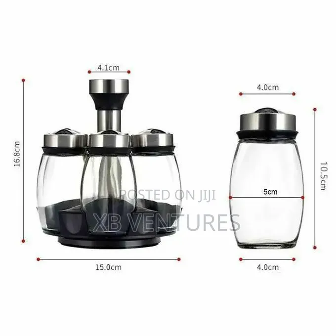 7pcs Rotating Spice Jar Set With Rack, 360° Carousel Spice Organizer