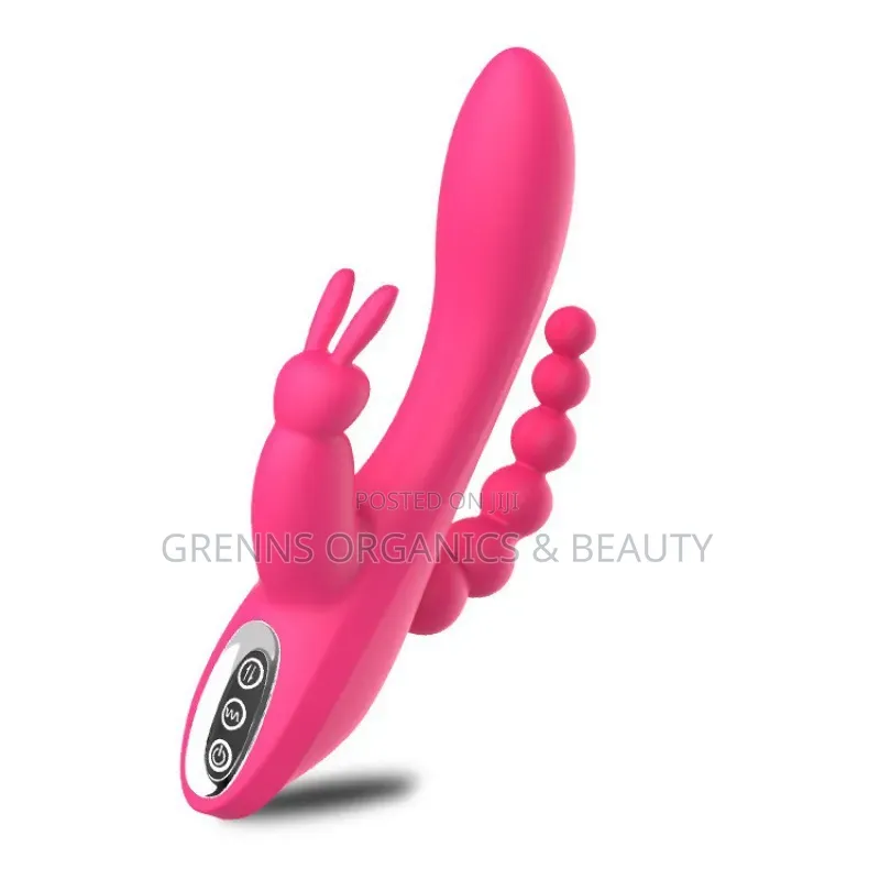 3in1 Rabbit G-Spot Anal Beads Vibrator Clitoral USB Pink Purple
