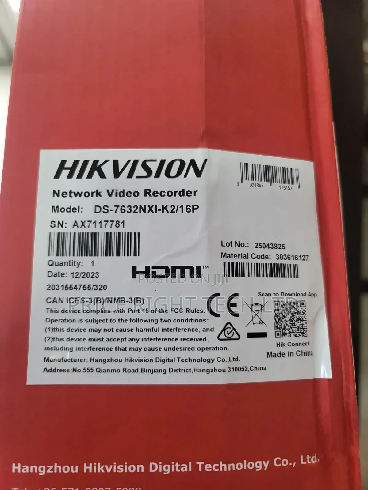 Hikvision Acusense 32 Channel With Poe NVR Ds-7632nxi-/16p L